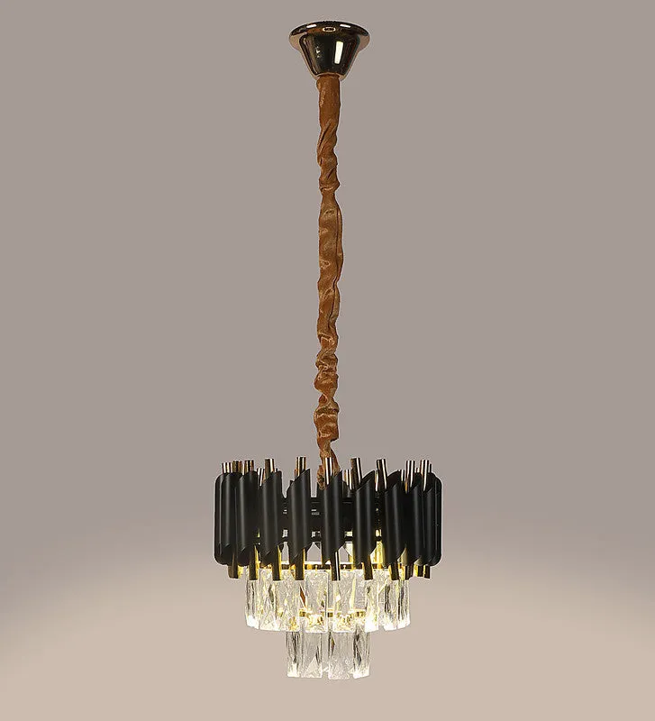 1015-300Mm Eliante Black And Gold Crystal Chandeliers  - Inbuilt Led Color Cw   Ww   Nw