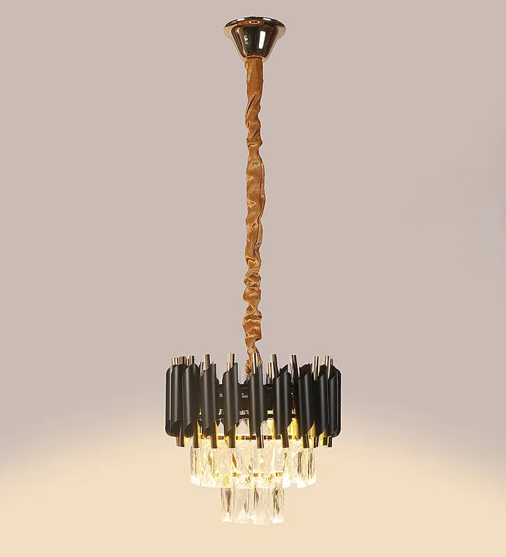 1015-300Mm Eliante Black And Gold Crystal Chandeliers  - Inbuilt Led Color Cw   Ww   Nw