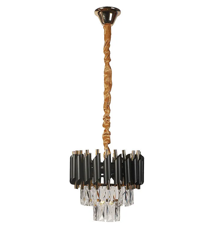 1015-300Mm Eliante Black And Gold Crystal Chandeliers  - Inbuilt Led Color Cw   Ww   Nw