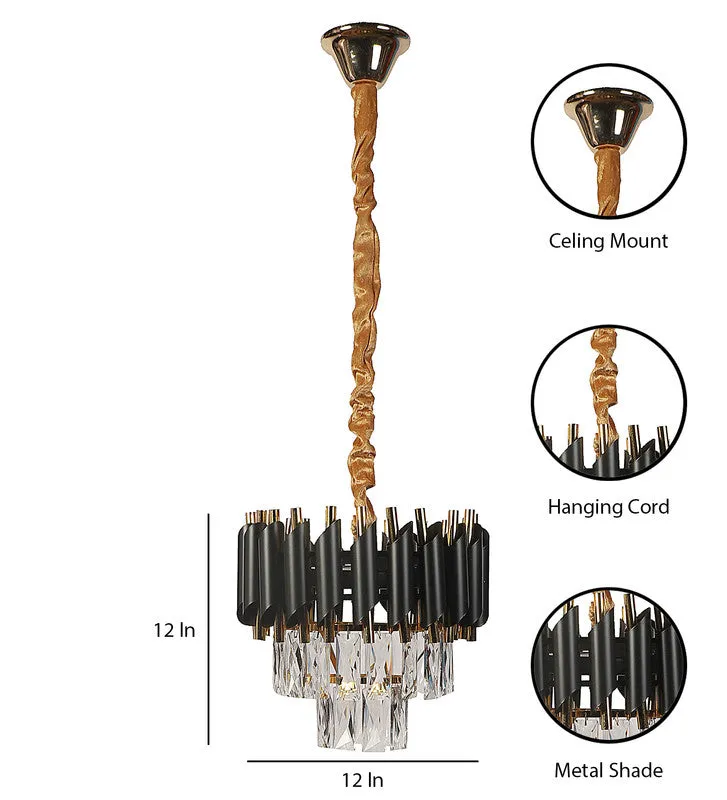 1015-300Mm Eliante Black And Gold Crystal Chandeliers  - Inbuilt Led Color Cw   Ww   Nw