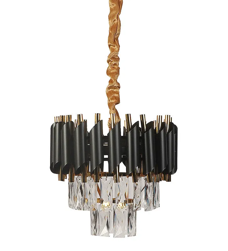 1015-300Mm Eliante Black And Gold Crystal Chandeliers  - Inbuilt Led Color Cw   Ww   Nw