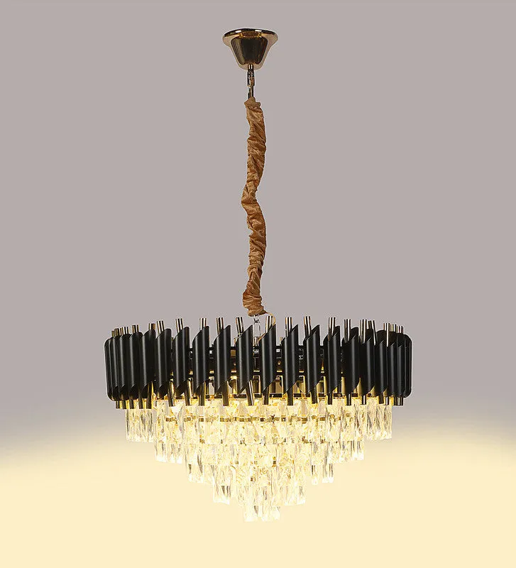 1015-600Mm Eliante Black And Gold Crystal Chandeliers  - Inbuilt Led Color Cw   Ww   Nw