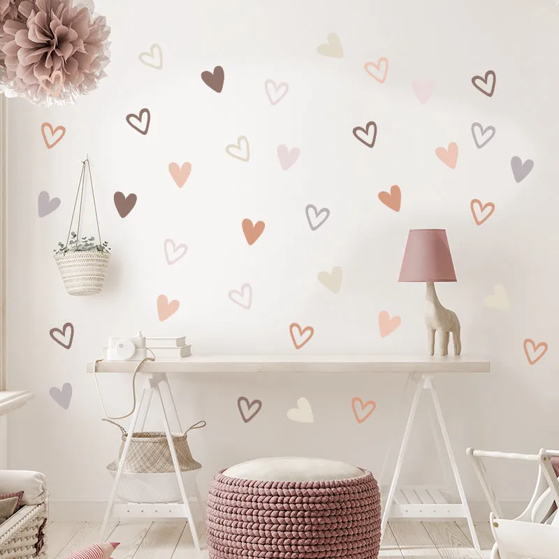 12pc Set Heart Stickers Charming Wall Decor for Kids Rooms