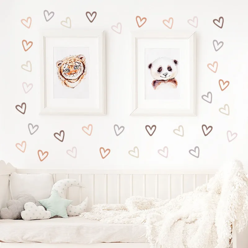 12pc Set Heart Stickers Charming Wall Decor for Kids Rooms