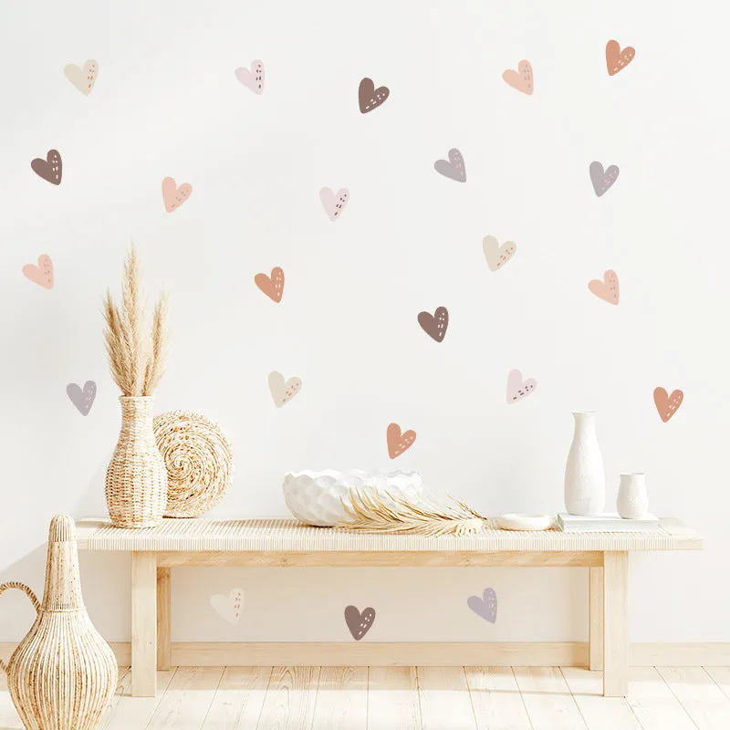 12pc Set Heart Stickers Charming Wall Decor for Kids Rooms