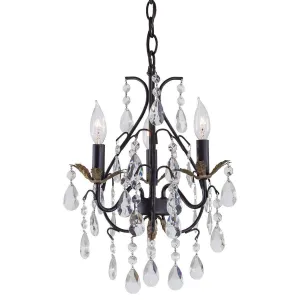 13 in. 3 Lights Chandelier Bronze & Silver finish