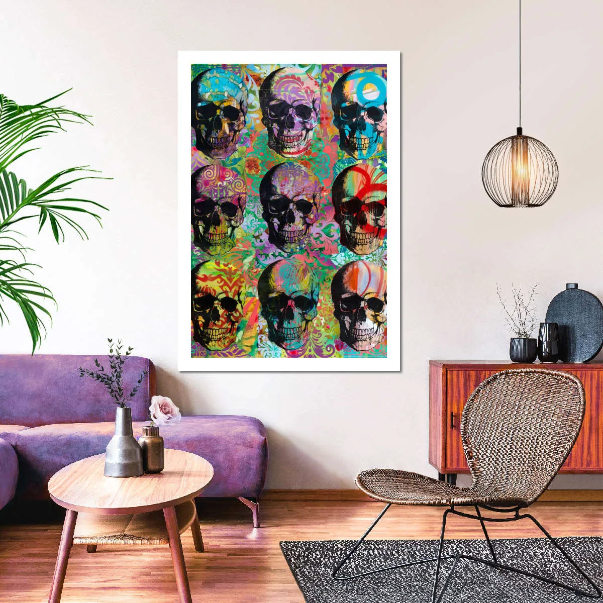 9 Skulls Wall Art