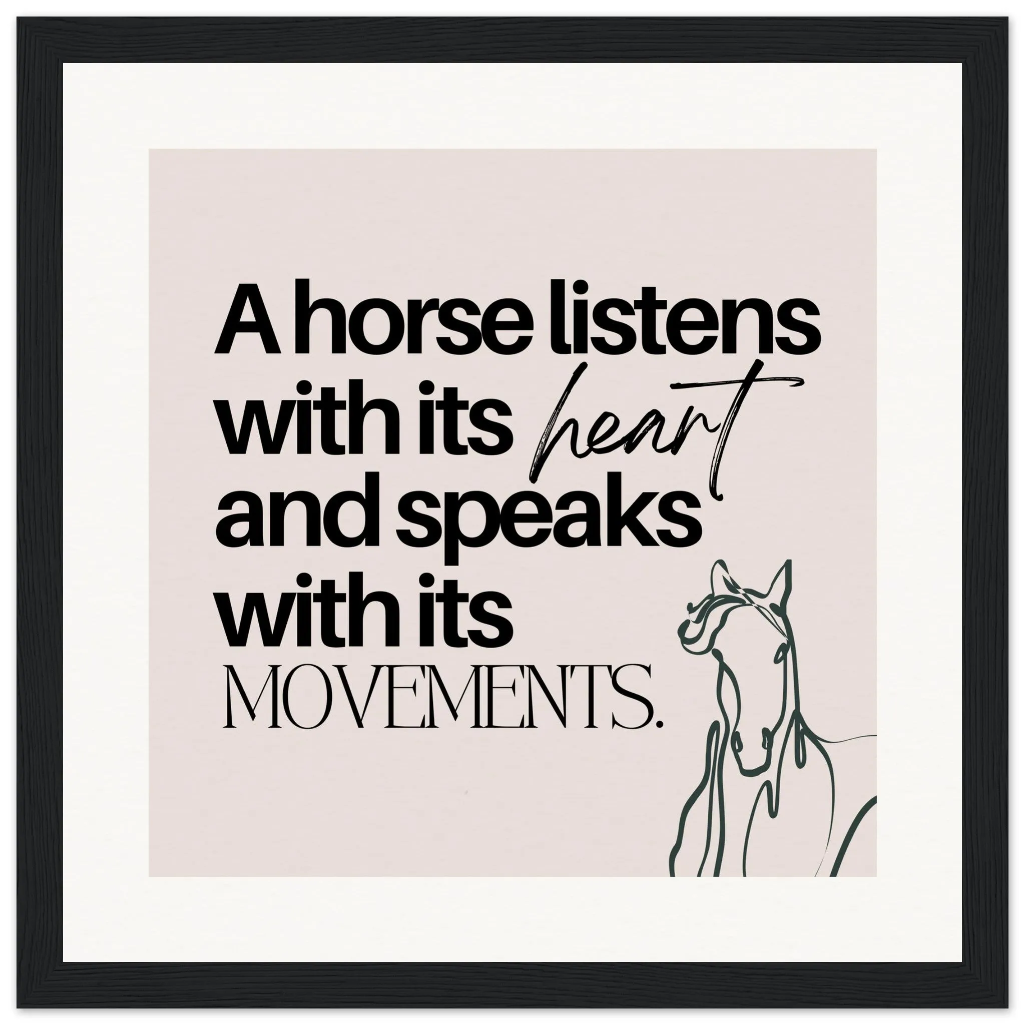 A horse listens: Wooden Framed Poster