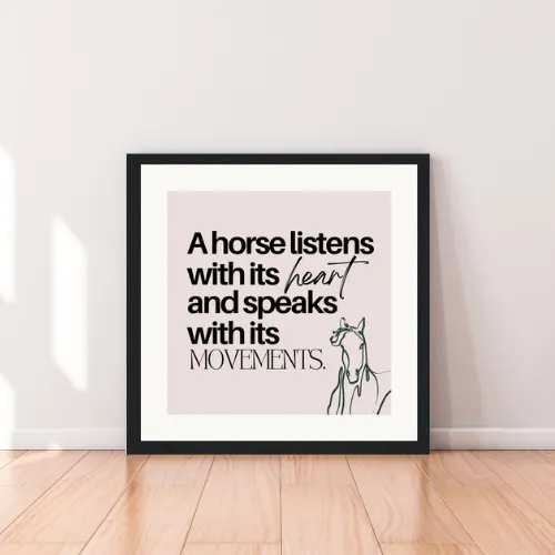 A horse listens: Wooden Framed Poster