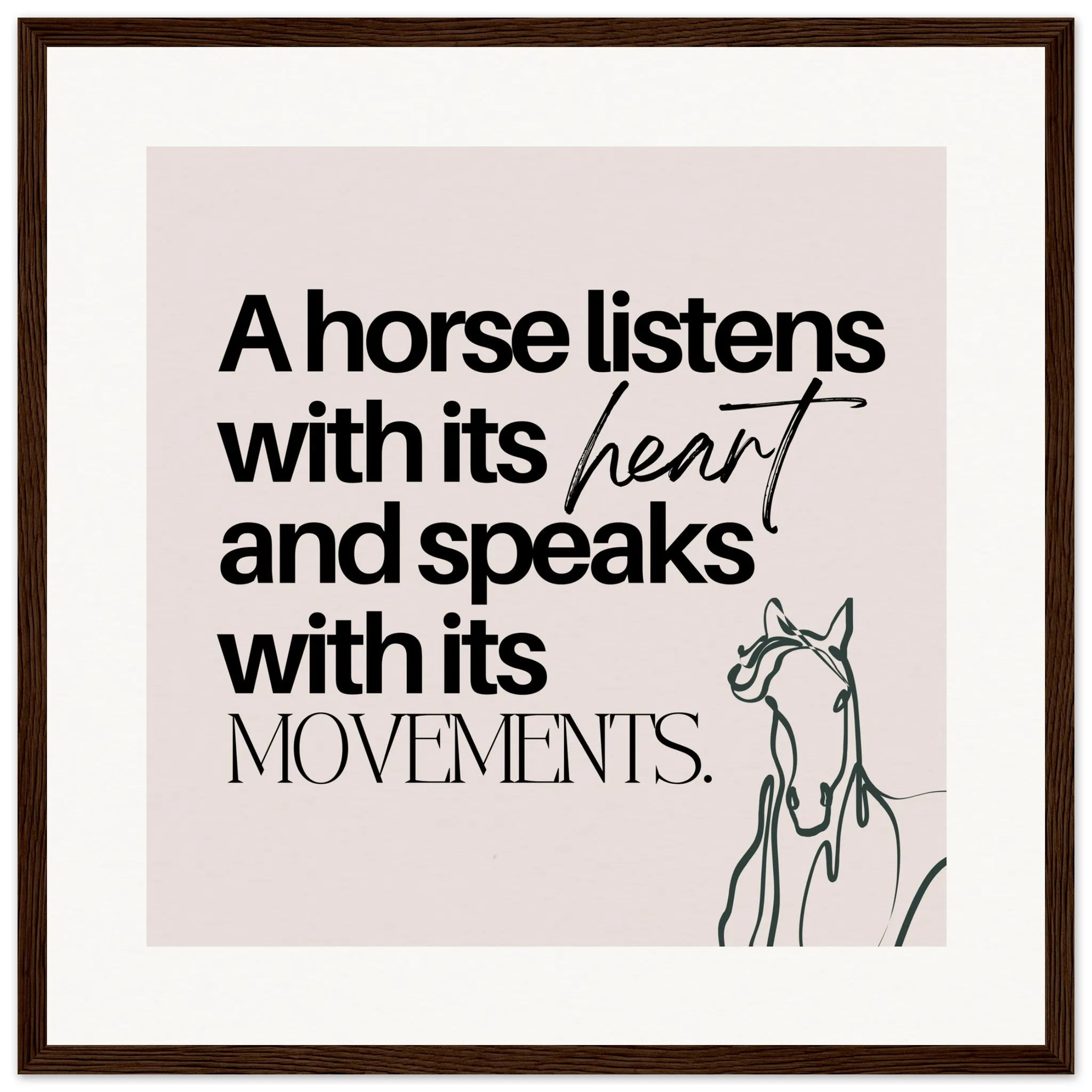 A horse listens: Wooden Framed Poster