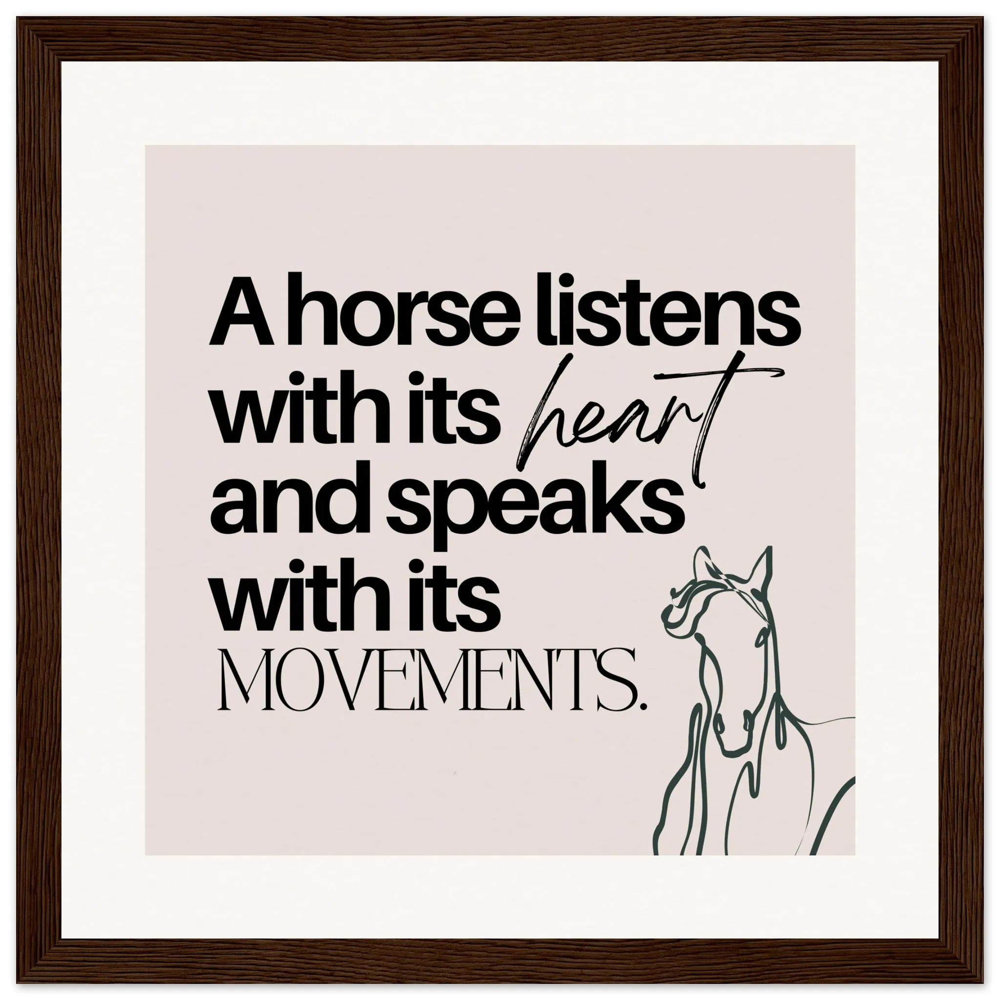 A horse listens: Wooden Framed Poster