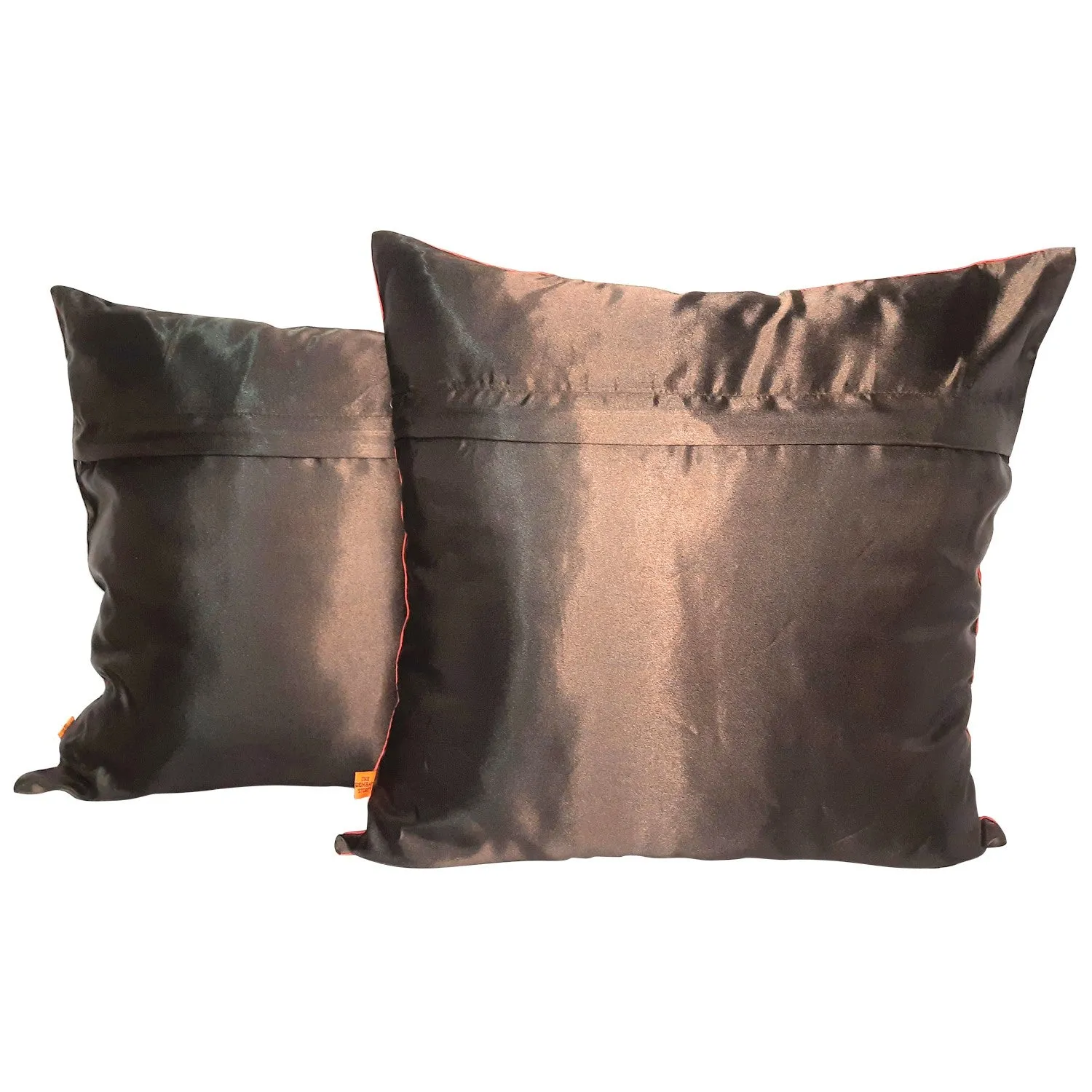 Ajrakh Maroon Satin Cushion Cover - 16 in x 16 in - Set of 2