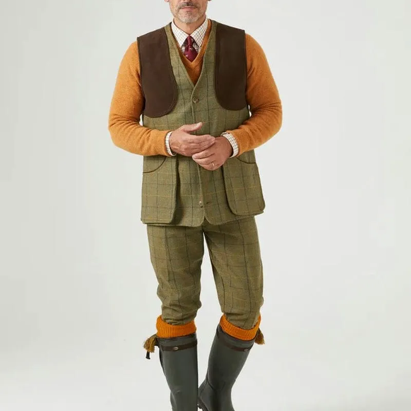 Alan Paine Rutland Mens Tweed Shooting Waistcoat - Dark Moss