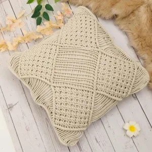 Amor Macrame Cotton Cushion Cover | 16 x 16 Inches