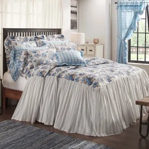 Annie Blue Floral Ruffled California King Coverlet 84x72 27