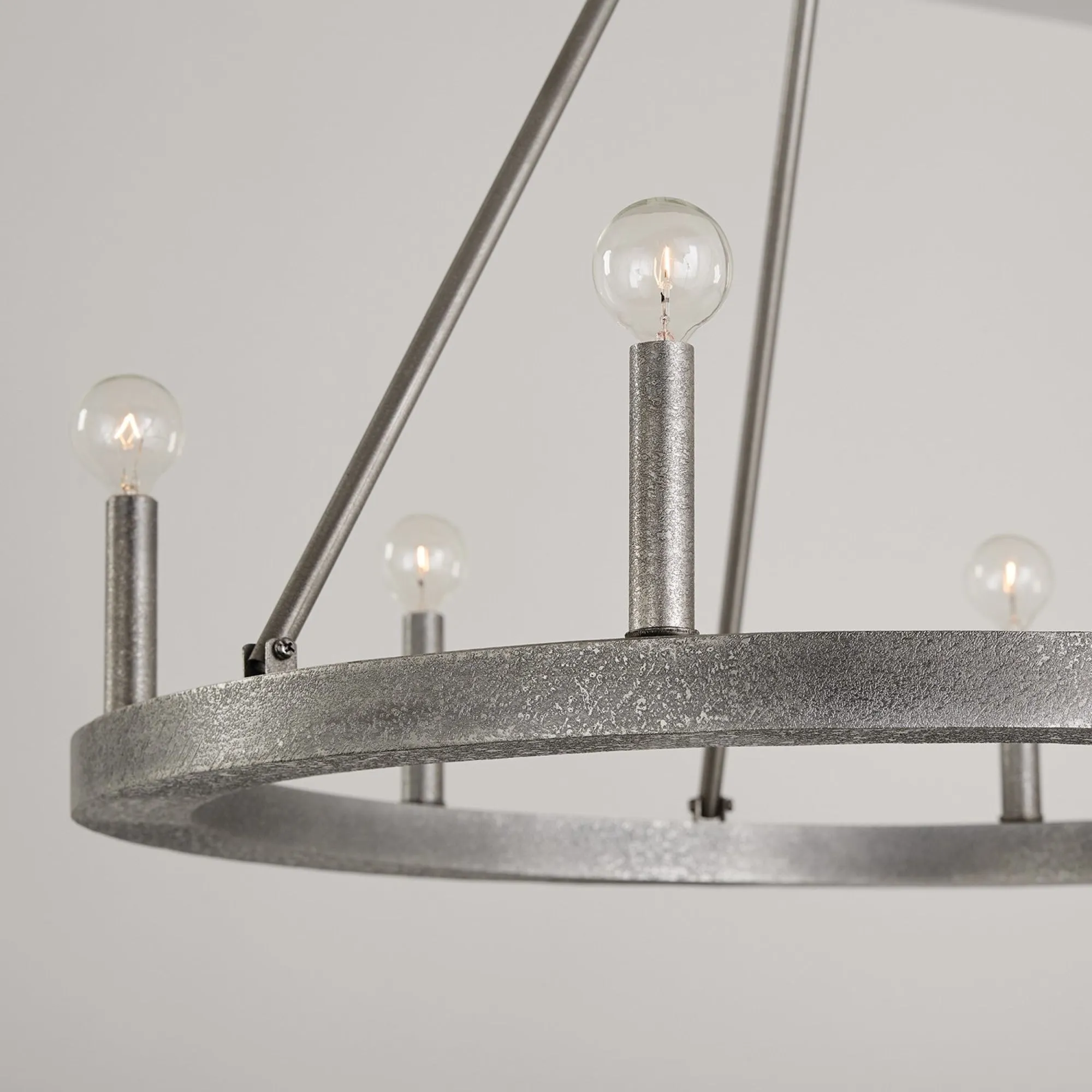 ARI 6 LIGHT CHANDELIER, ETCHED NICKEL