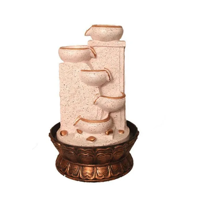 Art N Hub Modern Art Indoor Outdoor Tabletop Fountain for Home Decor Office Decor and Gifting Built Home Decorative Gift Items (27 x 27 x 41 CM | Dotted Pink Copper)