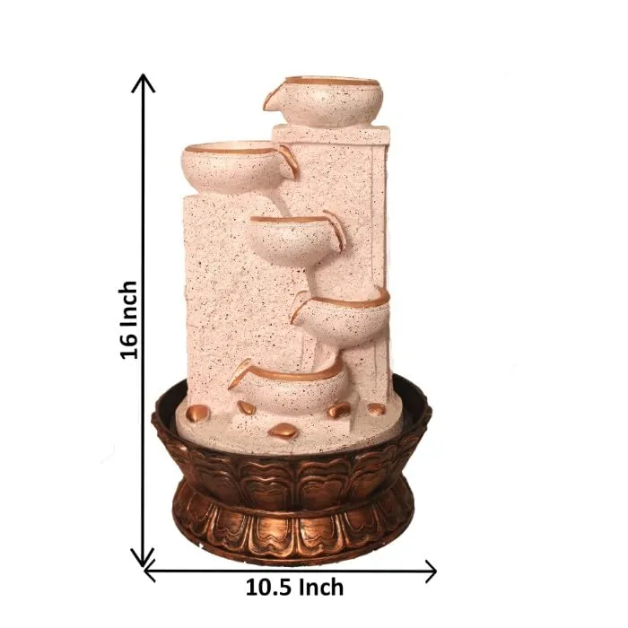 Art N Hub Modern Art Indoor Outdoor Tabletop Fountain for Home Decor Office Decor and Gifting Built Home Decorative Gift Items (27 x 27 x 41 CM | Dotted Pink Copper)