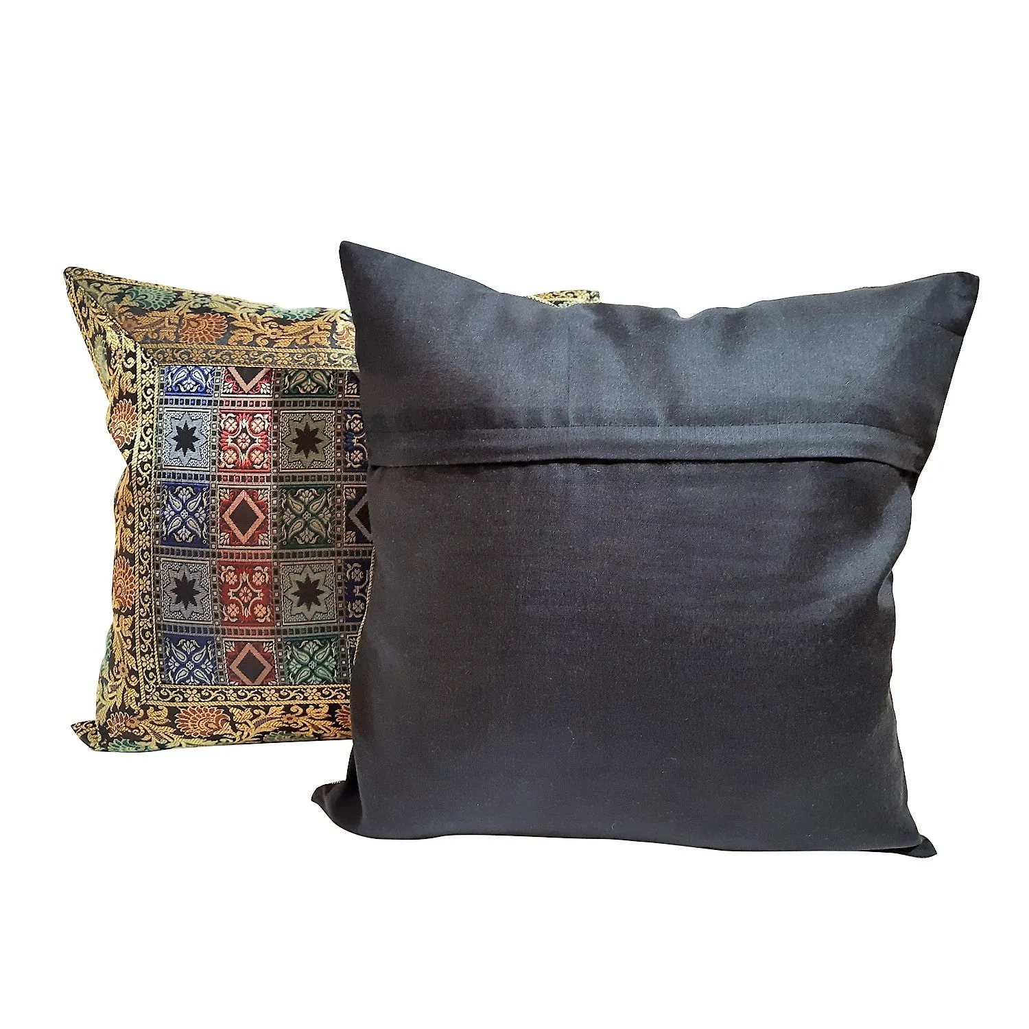 Art Silk Cushion Cover 16 x 16 in - Set of 2 (Assorted Colour & Design)