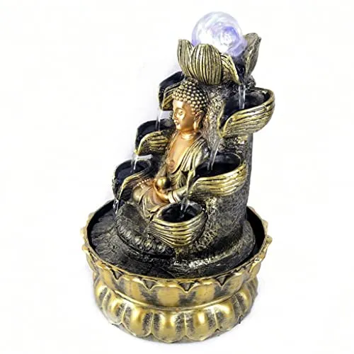 ATORSE® Buddha Tabletop Water Fountain Decoration Decorative Sculpture Led Light