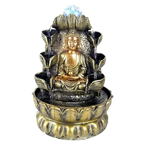 ATORSE® Buddha Tabletop Water Fountain Decoration Decorative Sculpture Led Light