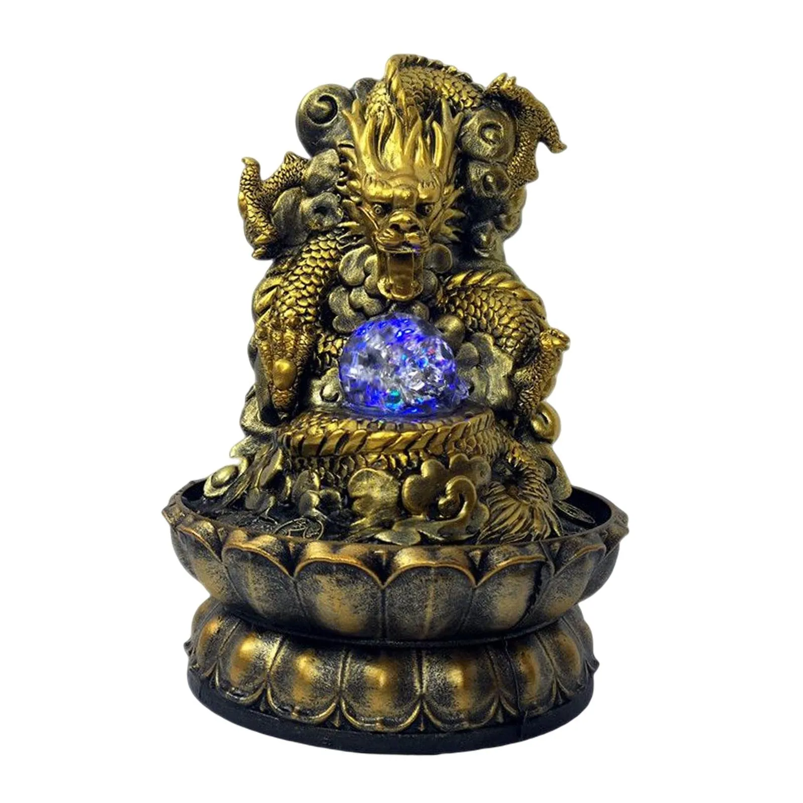 ATORSE® Desktop Water Fountain Feng Shui Waterfall Statue Ornament with Rolling Ball