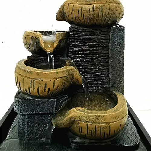 ATORSE® Desktop Water Fountain Waterfall Resin Crafts Flowing Water for Garden Decor Style C