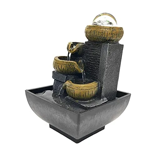 ATORSE® Desktop Water Fountain Waterfall Resin Crafts Flowing Water for Garden Decor Style C