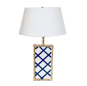 Bamboo Lamp in Blue Lattice