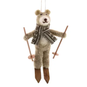 Bear on Skis Felt Ornament