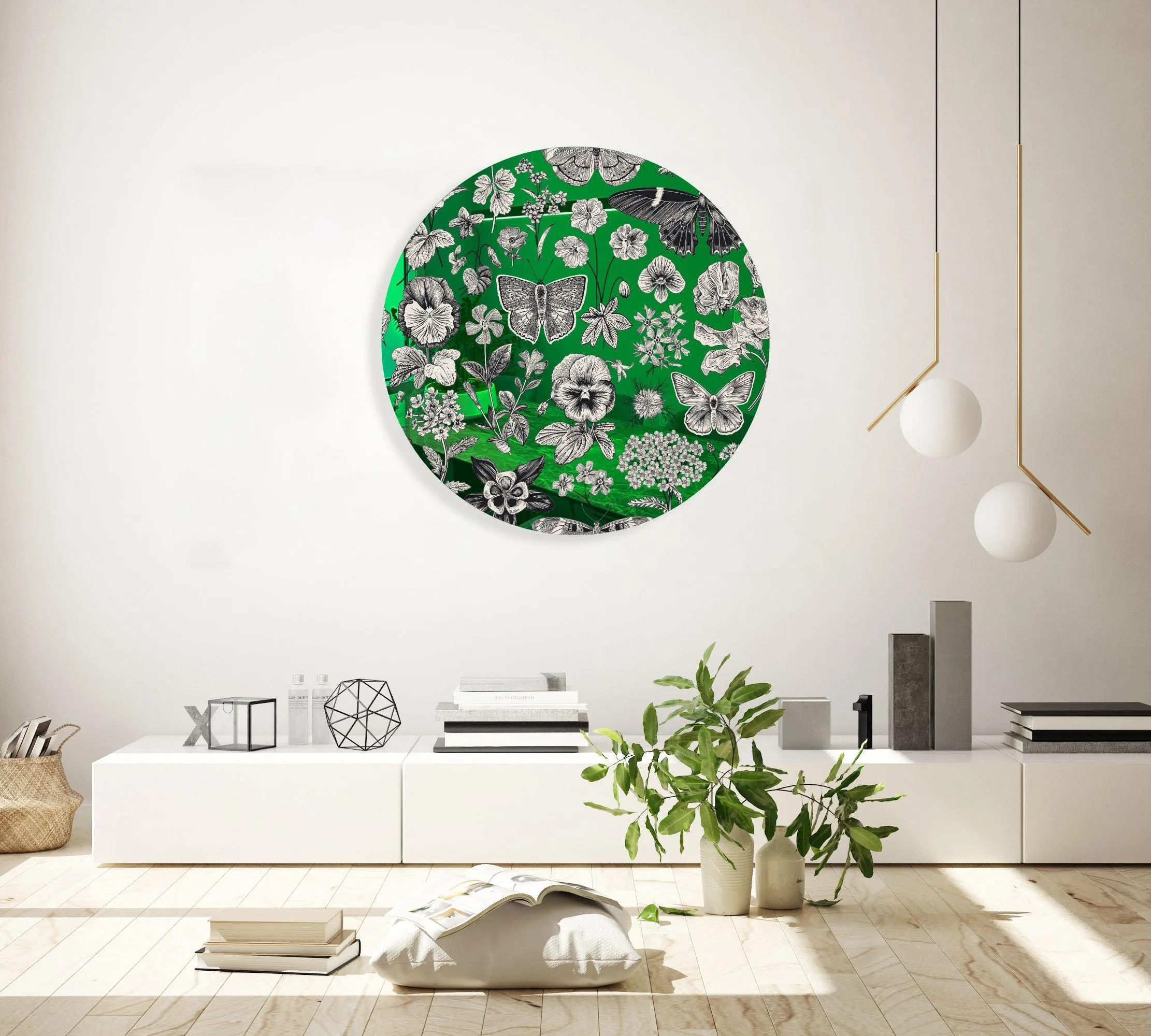 Black and White Pattern Printed Mirror Acrylic Circles