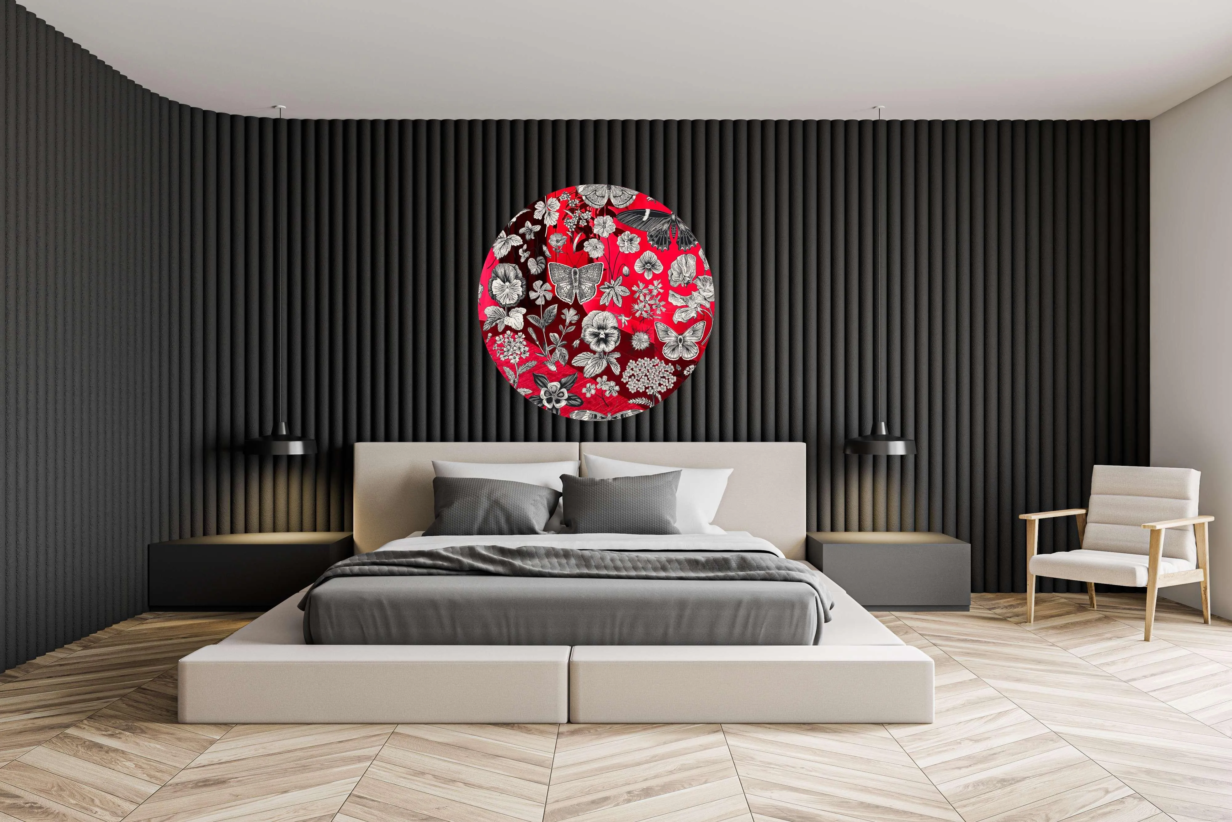 Black and White Pattern Printed Mirror Acrylic Circles