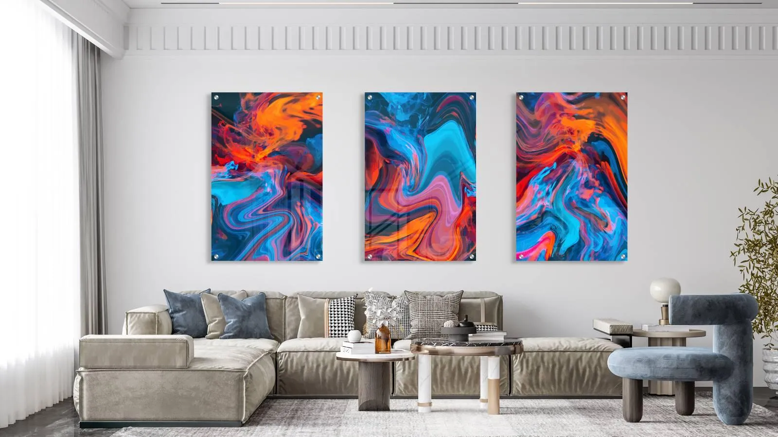 Brightly Pattern Set of 3 Prints Modern Wall Art Modern Artwork