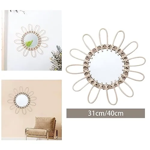 CALANDIS® Decorative Wall Mirror Rattan Woven Mirror for Living Room Apartment Bedroom 31Cm