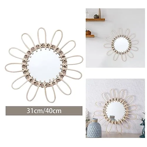 CALANDIS® Decorative Wall Mirror Rattan Woven Mirror for Living Room Apartment Bedroom 31Cm