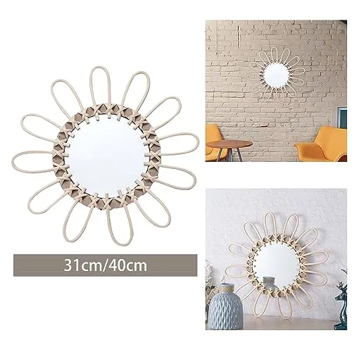 CALANDIS® Decorative Wall Mirror Rattan Woven Mirror for Living Room Apartment Bedroom 31Cm