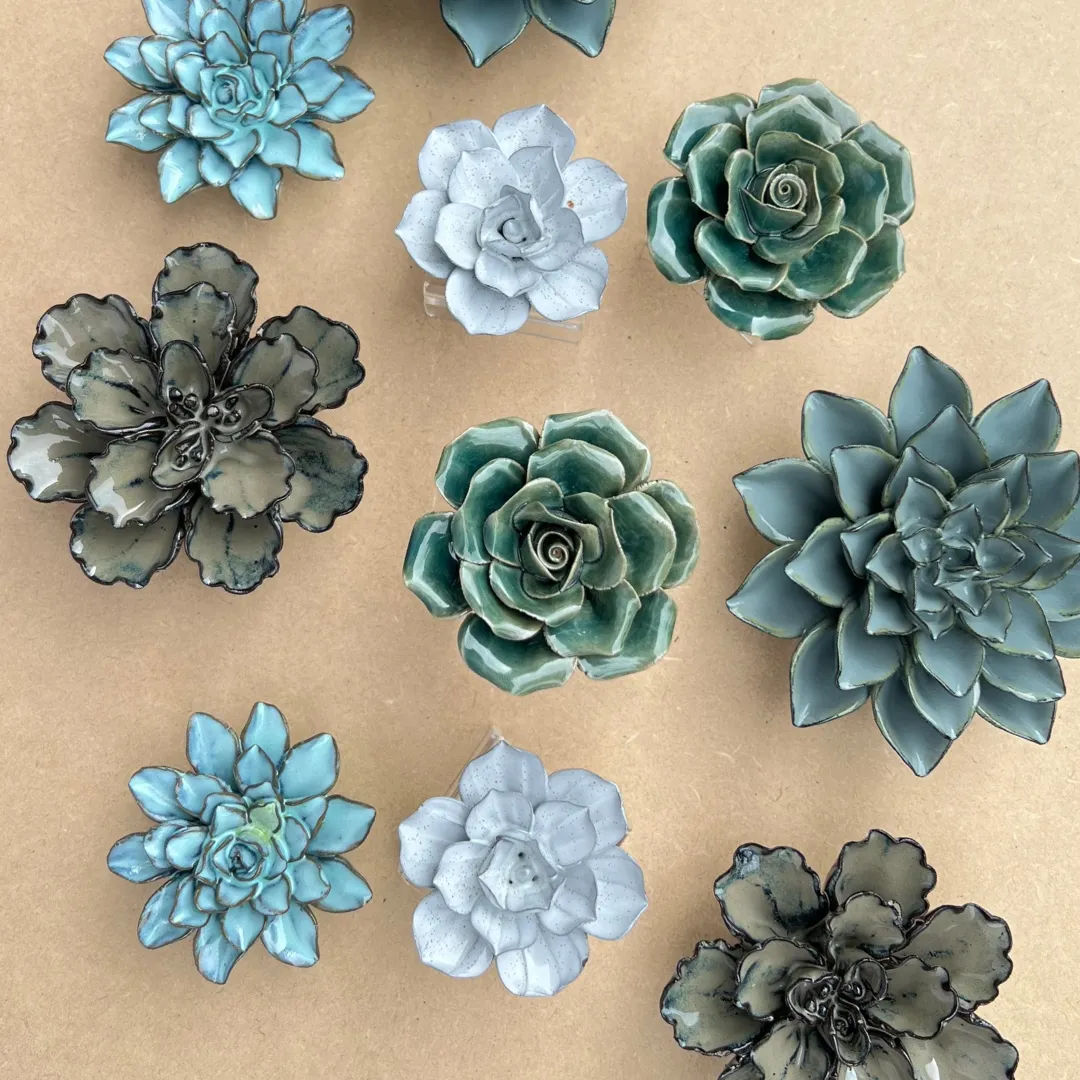 Ceramic Bloom: Grey Speckled Flower