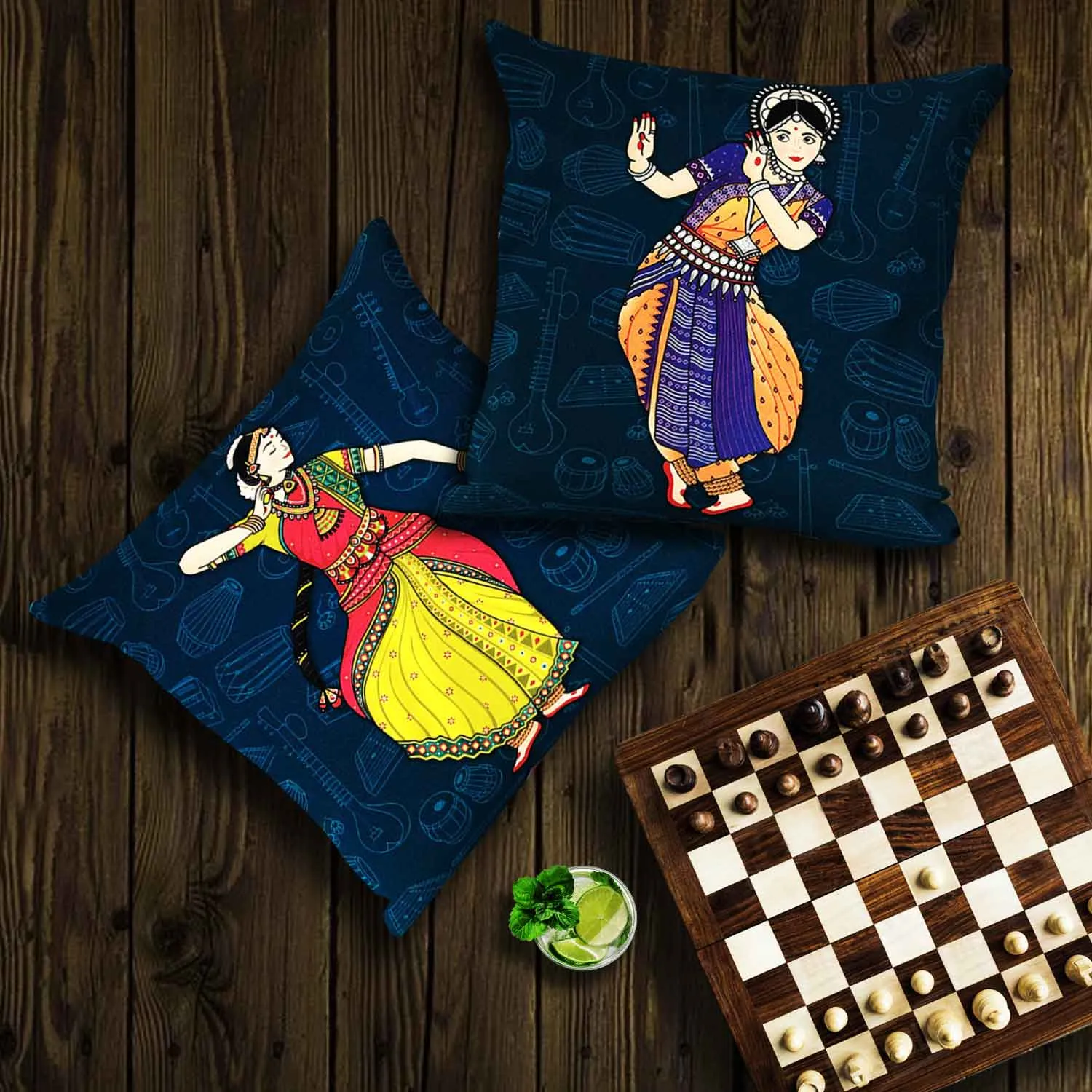 Classical Dancers Canvas Cushion Covers - 16 in x 16 in - Set of 2