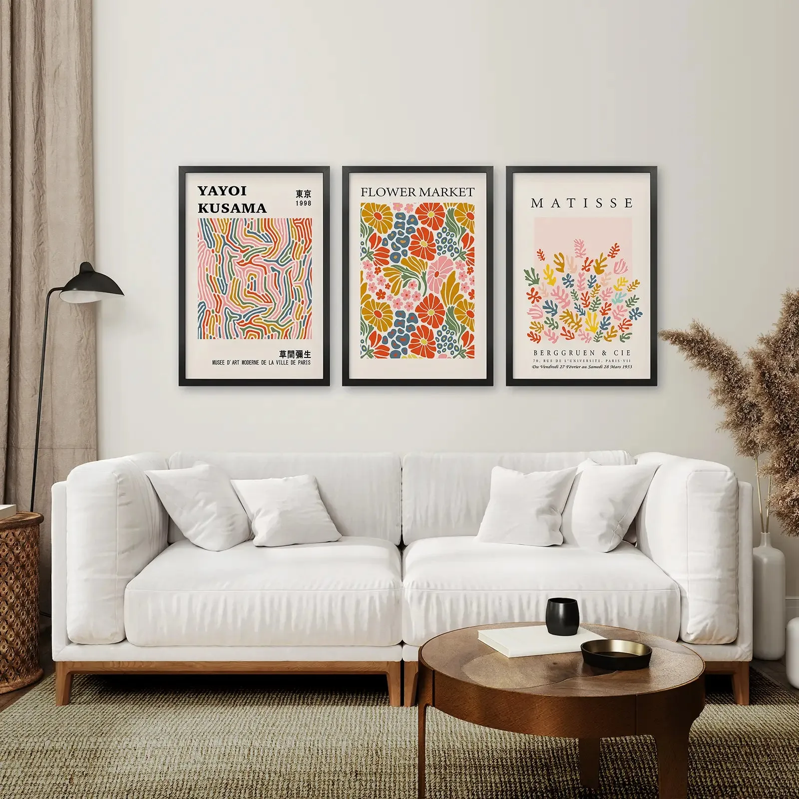 Colorful Wall Art Set of 3 Abstract Kusama Set