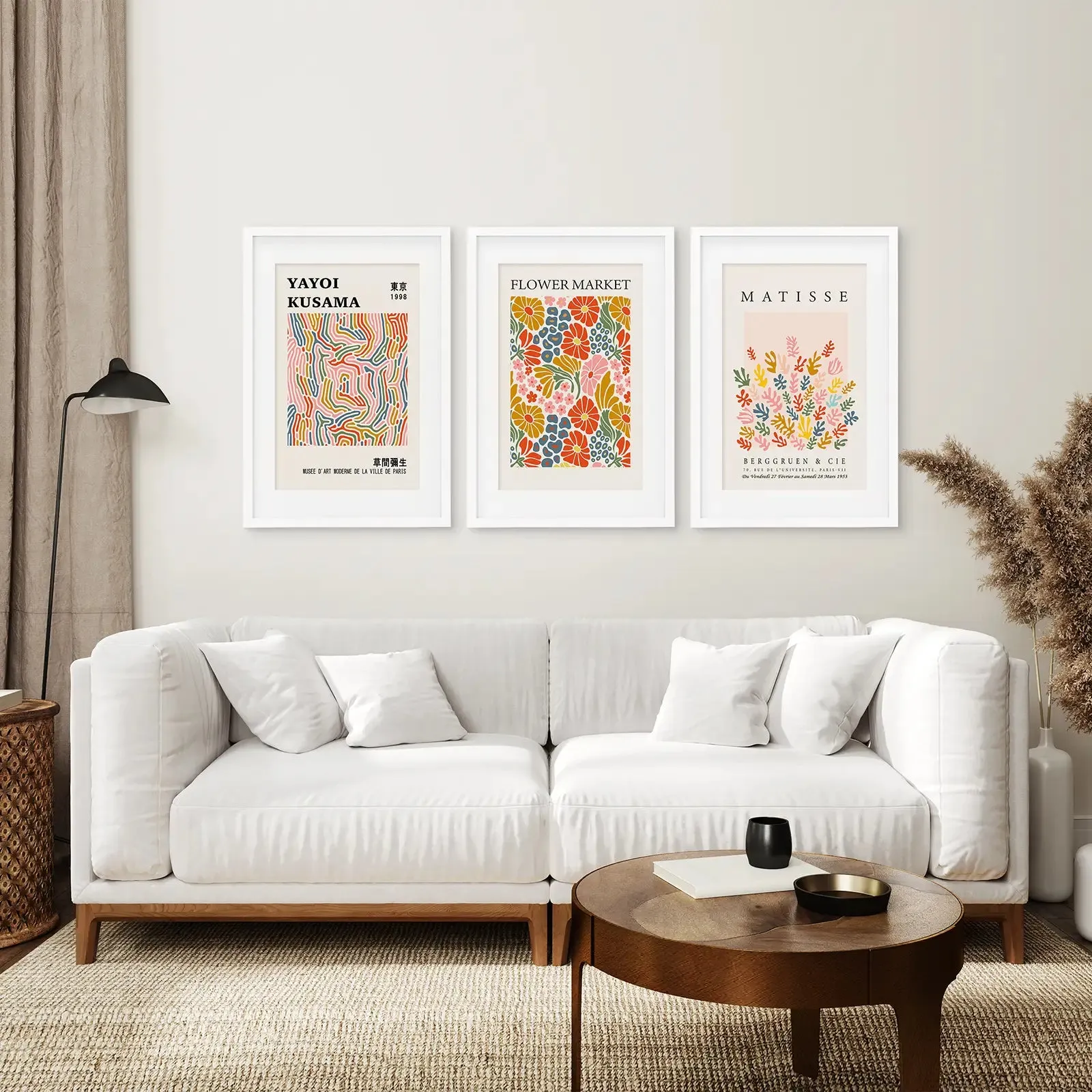 Colorful Wall Art Set of 3 Abstract Kusama Set