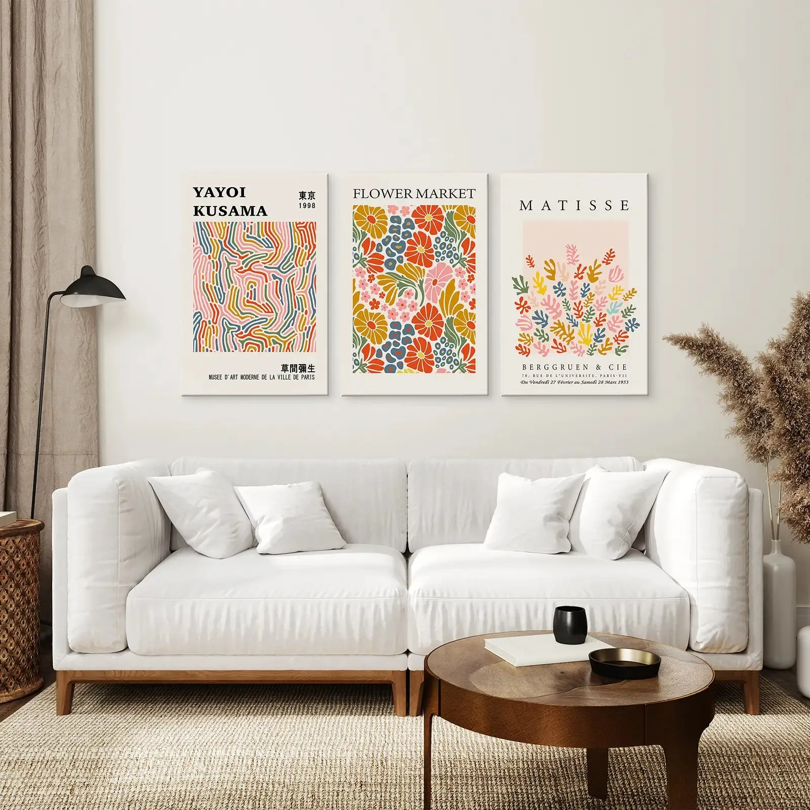 Colorful Wall Art Set of 3 Abstract Kusama Set