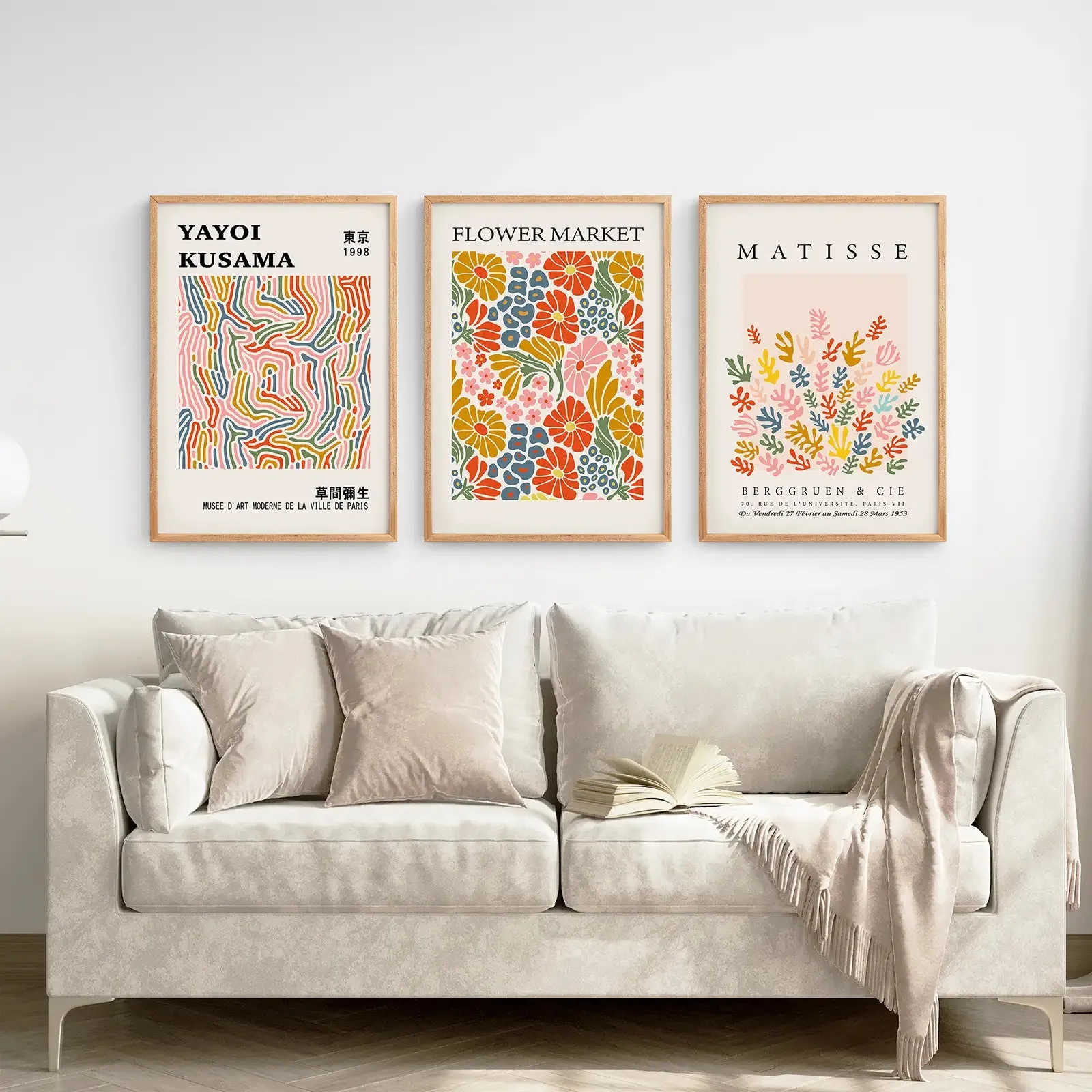 Colorful Wall Art Set of 3 Abstract Kusama Set