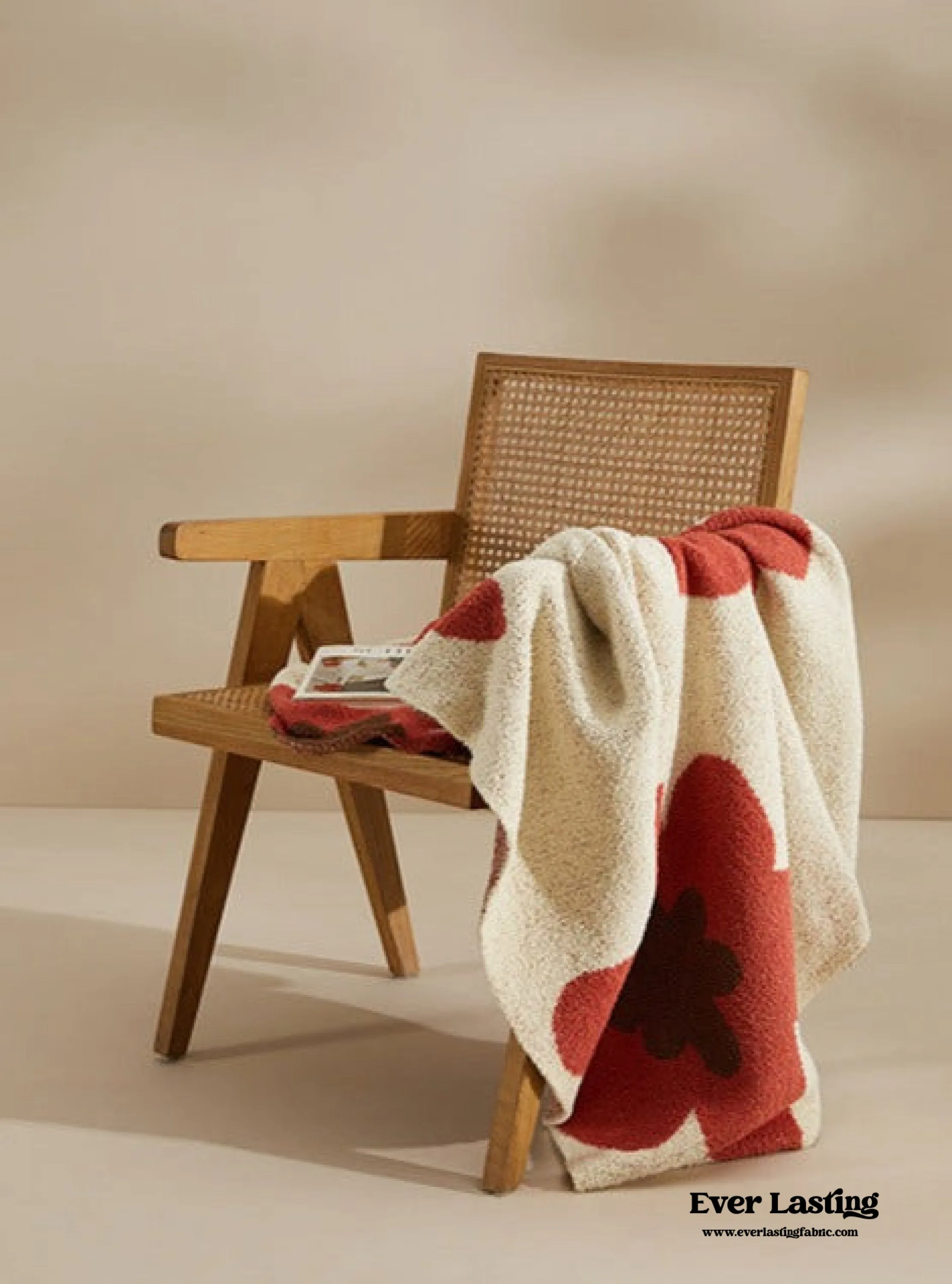 Cozy Earth Tone Floral Blanket / Orange   Beige