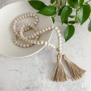 Cream beaded garland, boho beads decor, aesthetic room decor