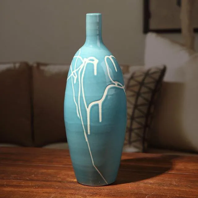 Creative Design Modern White Cream Blue Ceramic Vase