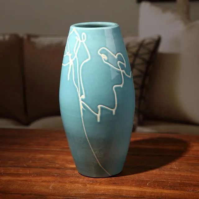 Creative Design Modern White Cream Blue Ceramic Vase