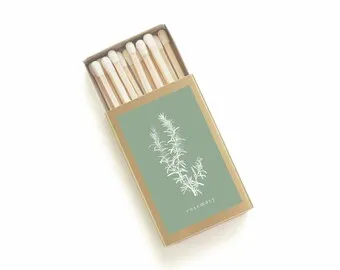 Decorative Botanical Match Box - Sage