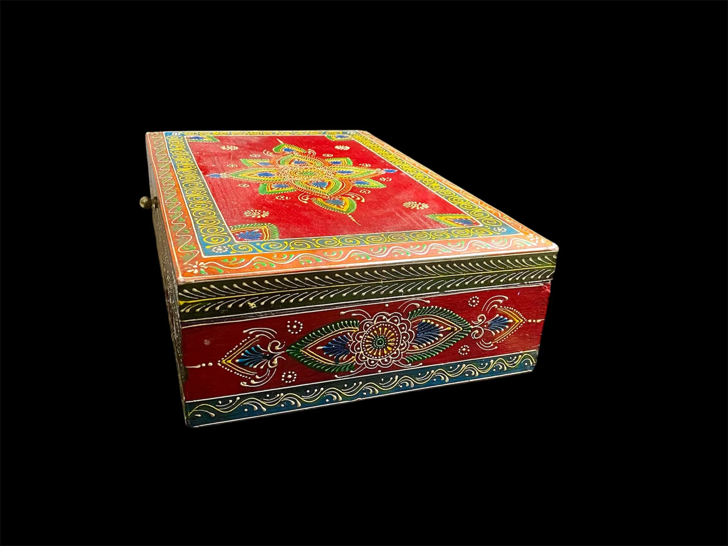 Decorative Painted Very Large Rectangular Box With Lift Lid