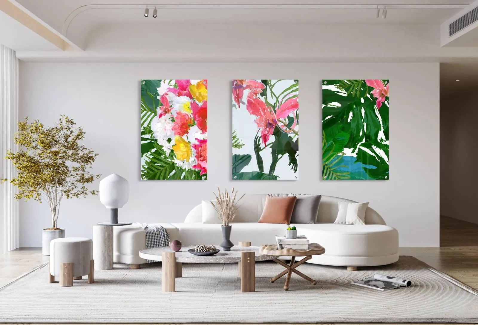 Drawn Flowers Set of 3 Prints Modern Wall Art Modern Artwork