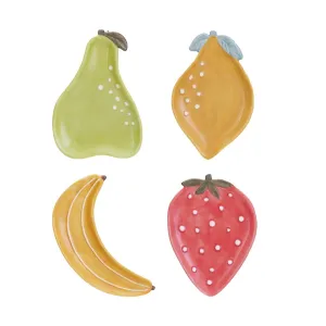 Embossed Stoneware Fruit Shaped Dish, 4 Styles ?